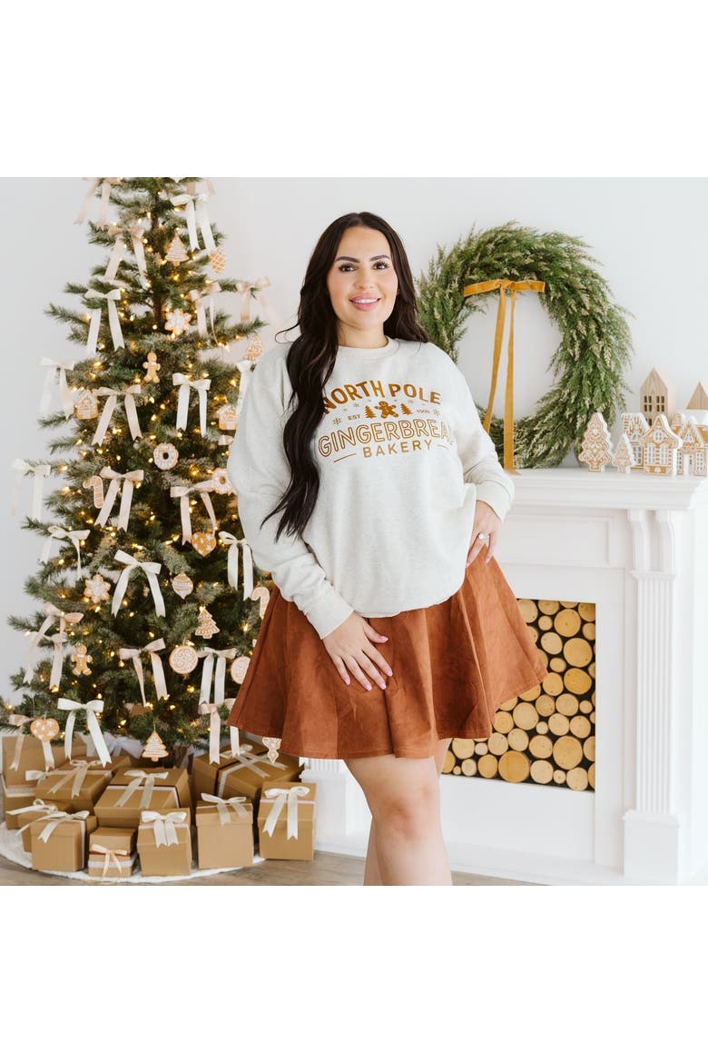 North Pole Gingerbread Christmas Women's Sweatshirt, Alternate, color, Natural Heather