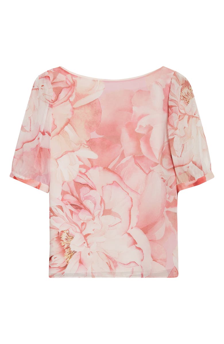 ST. JOHN Monique Le Jardin Print Georgette Top, Alternate, color, Soft Peony Multi