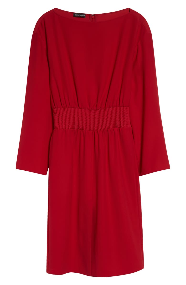 Emporio Armani Long Sleeve Techno Cady Dress, Alternate, color, Solid Medium Red