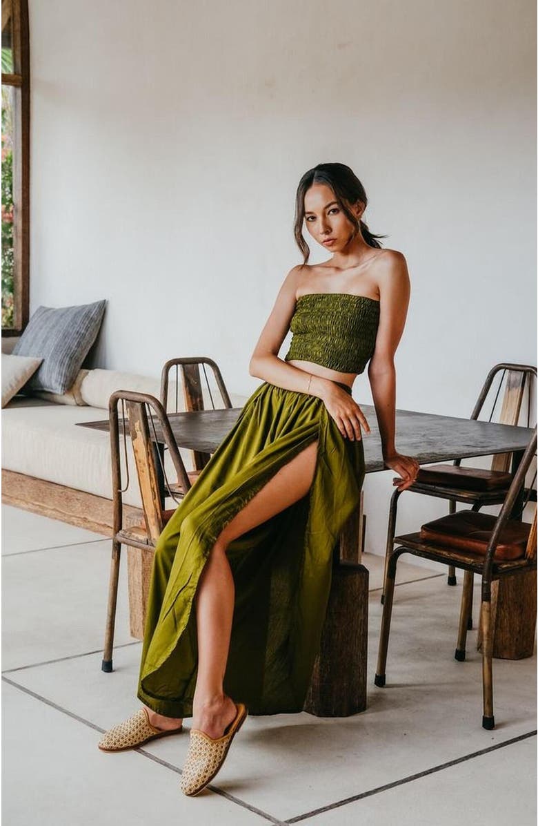 PINK HALEY Judith Side Split Pants with Matching Tube Top, Alternate, color, Green