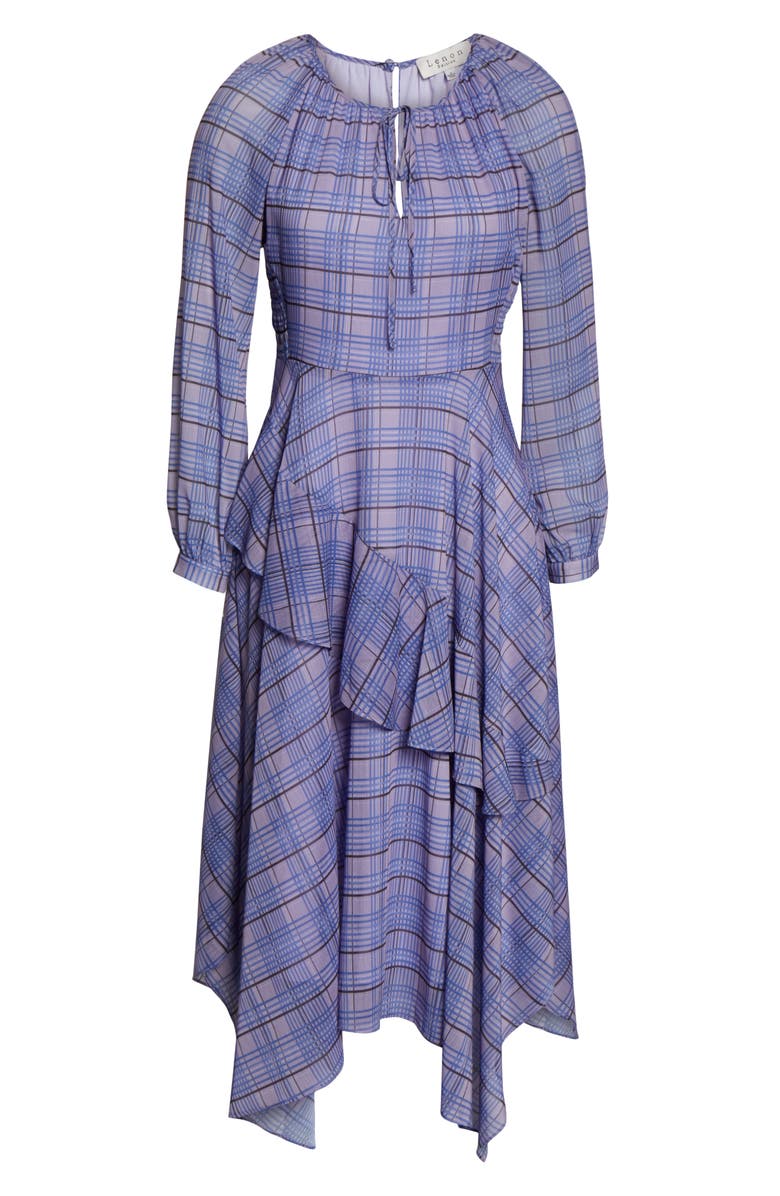 Lenon Plaid Asymmetrical Midi Dress, Alternate, color, 