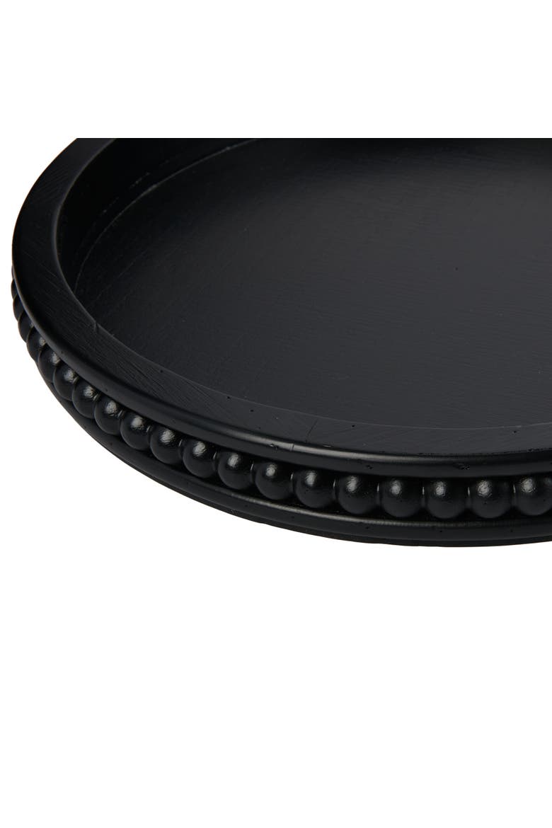 Farmhouse Decorative Round Wood Tray with Hobnail Edge, Black, Alternate, color, Black