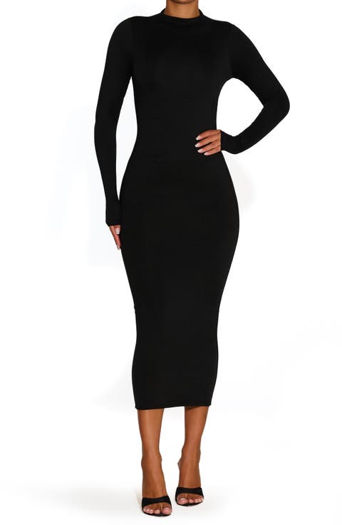 Bare Long Sleeve Midi Dress (Regular & Plus)