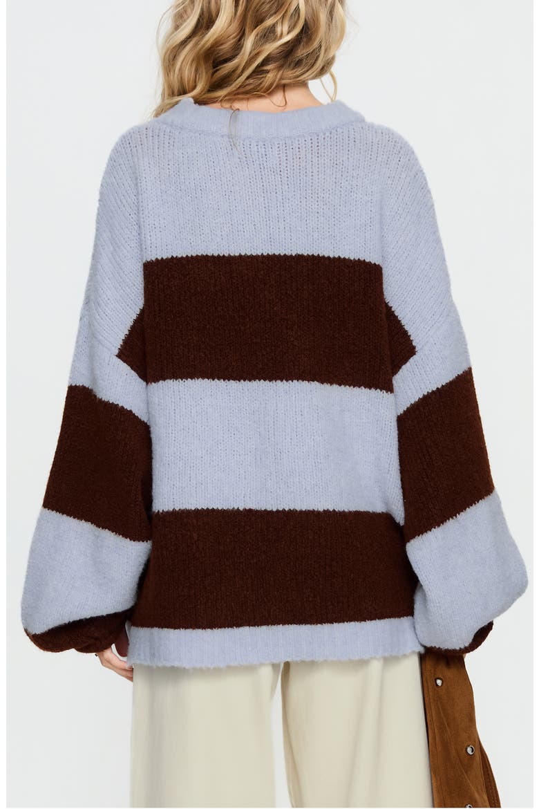 Bastien Striped Crewneck Sweater, Alternate, color, BLUE/ CHOCOLATESTRIPE