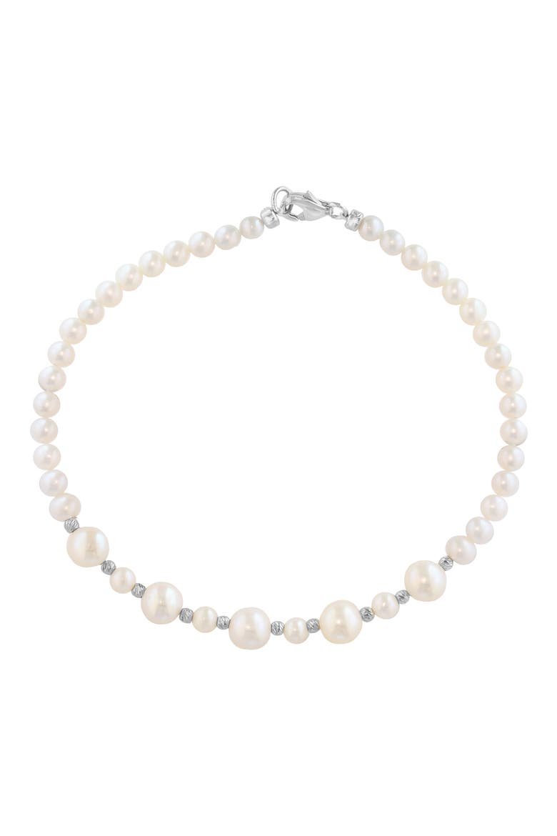 Sterling Silver Freshwater Pearl Bracelet, Main, color, WHITE