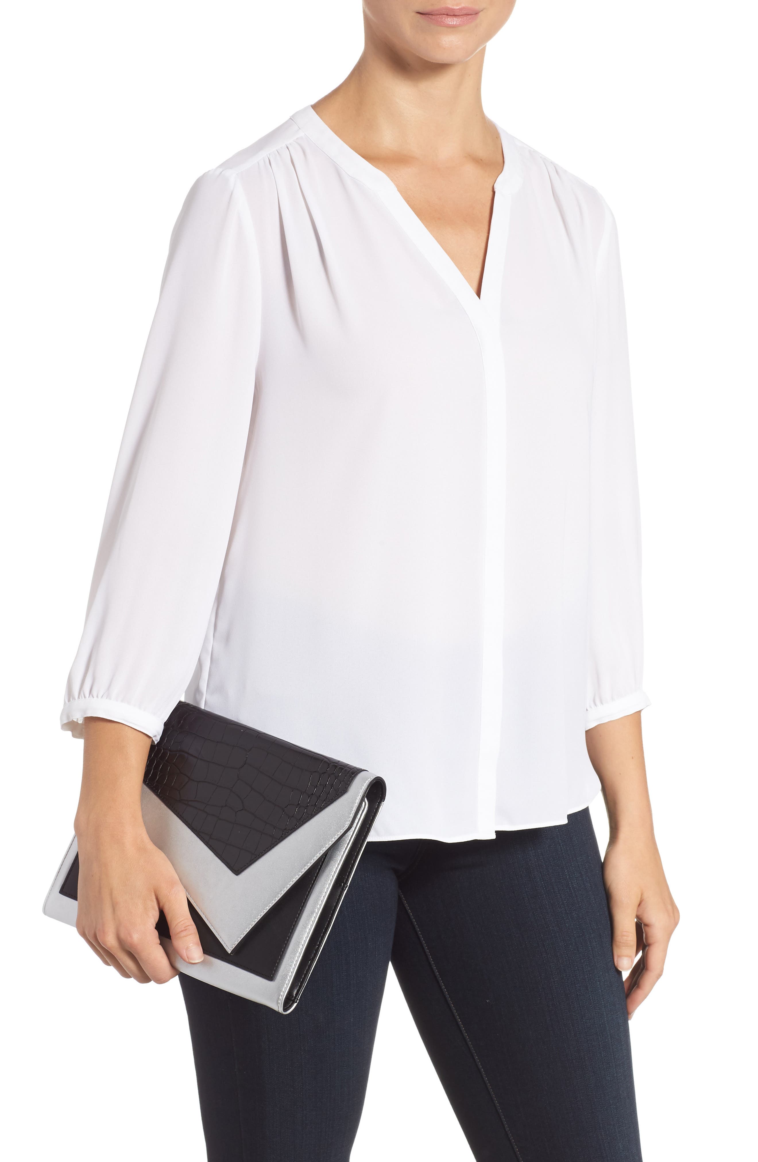 Leith Colorblock Faux Leather Envelope Clutch, Alternate, color, 