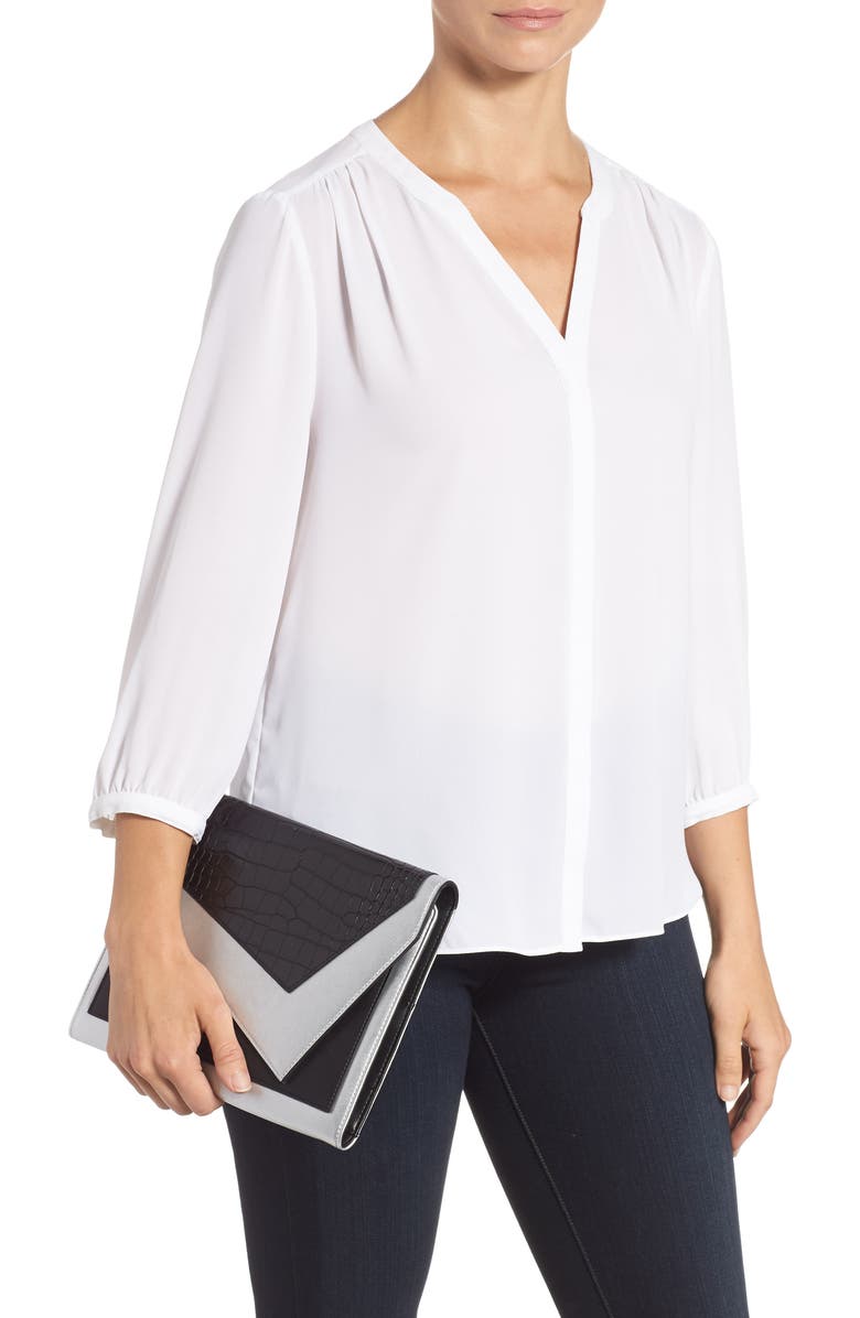 Leith Colorblock Faux Leather Envelope Clutch, Alternate, color,