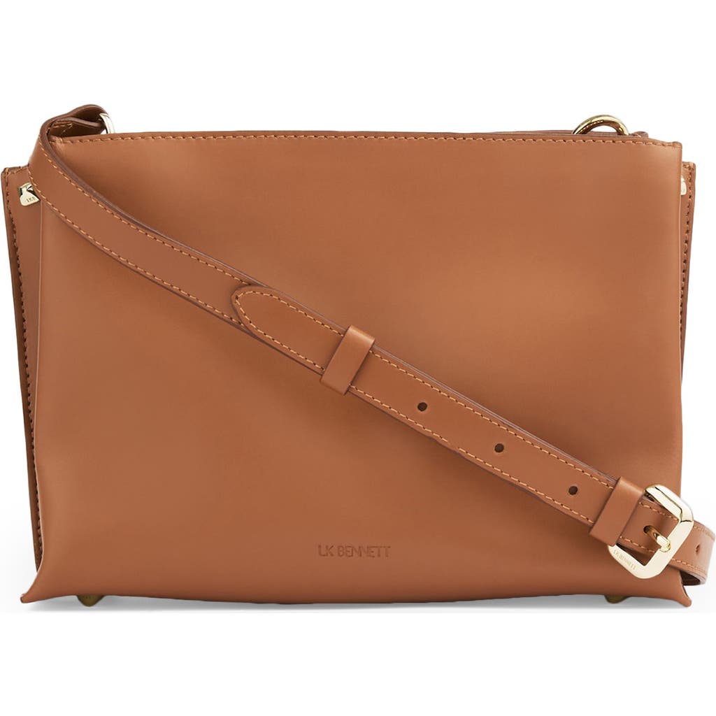 Lk Bennett Evie Leather Crossbody Bag In Tan