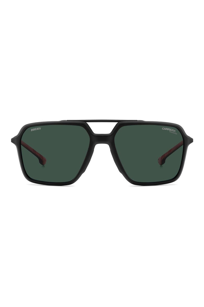 x Ducati Carduc 55mm Rectangular Aviator Sunglasses, Alternate, color, MATTEBLACK/ GREEN POLAR