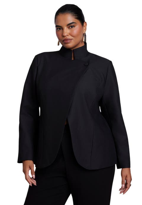 Stand Collar Overlap Blazer (Plus)