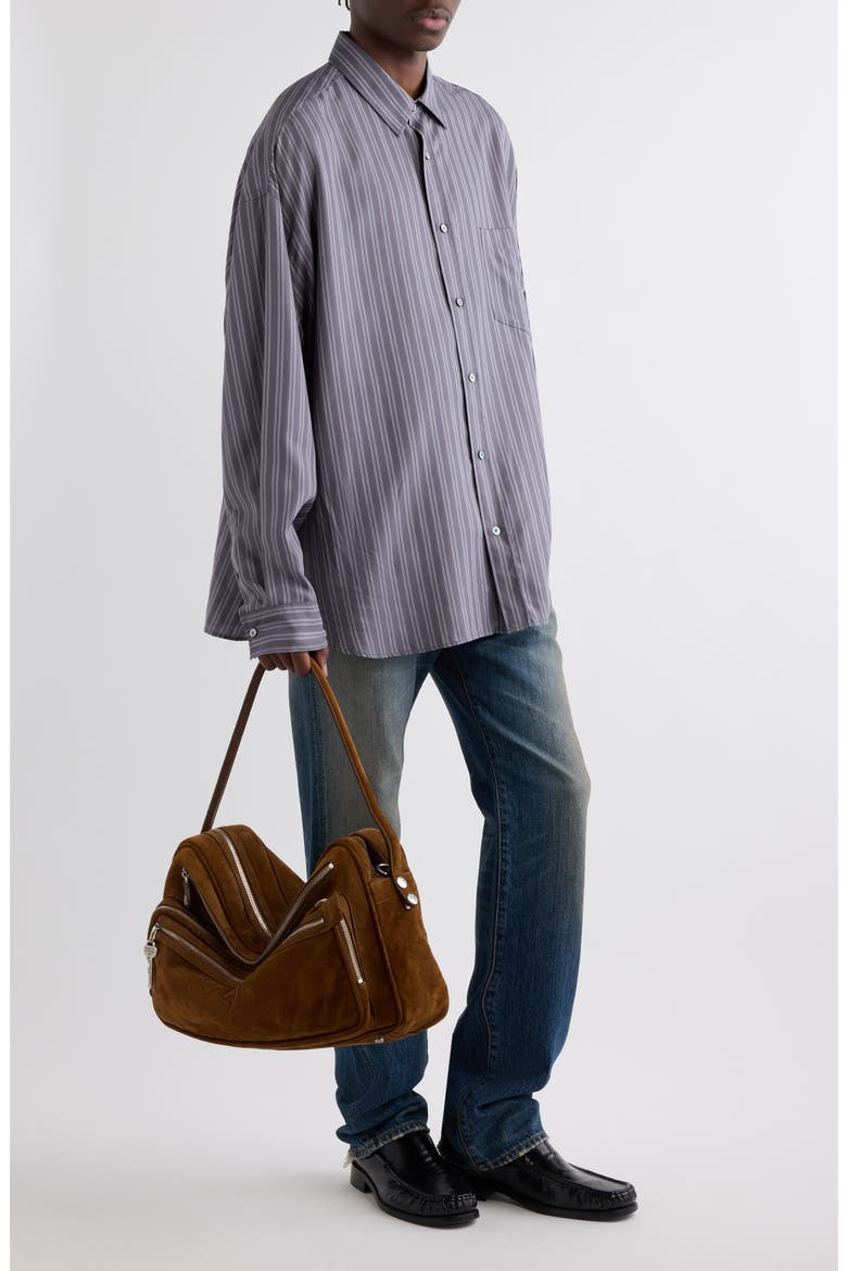 Soffia Striped Lyocell Button-Up Shirt, Alternate, color, PURPLE/ MAUVE