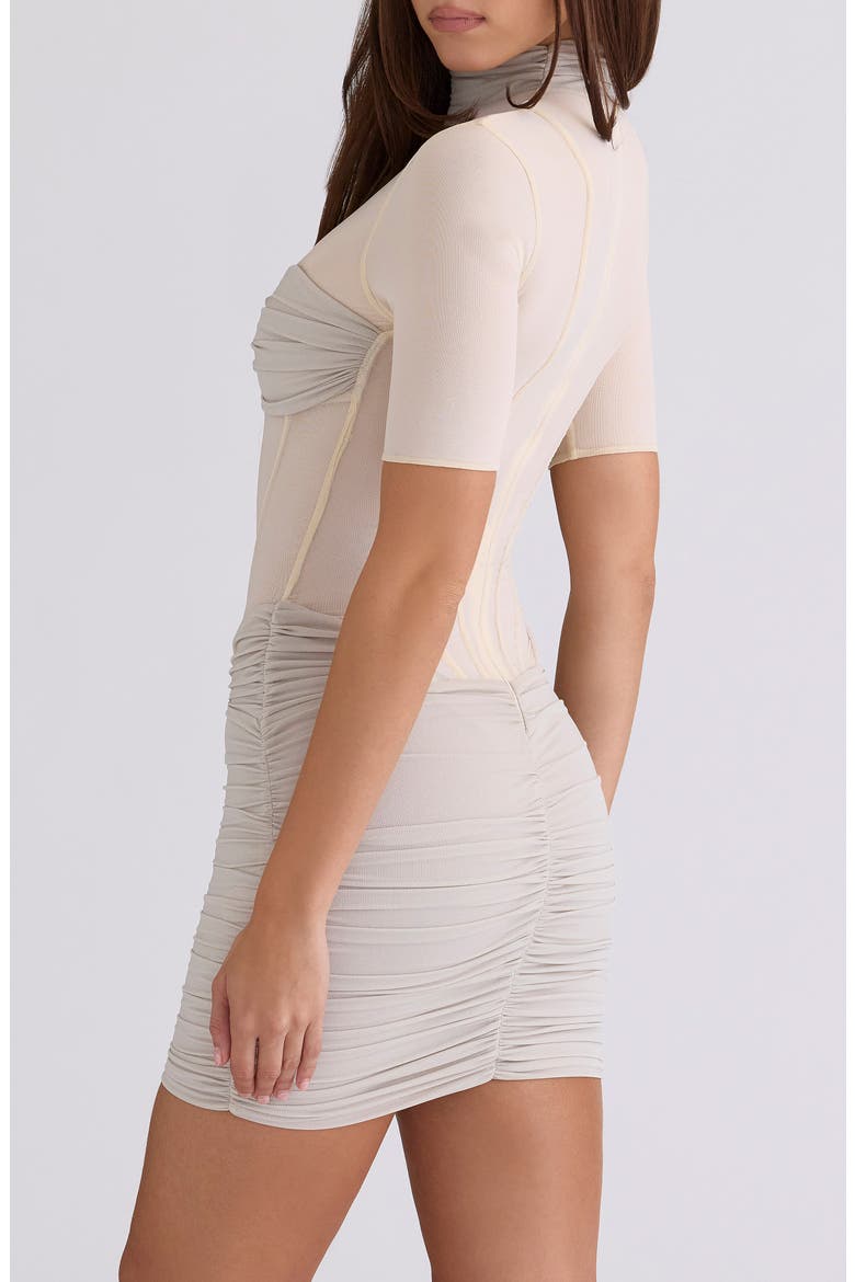 Sorrel Corset Stretch Mesh Minidress, Alternate, color, YELLOW