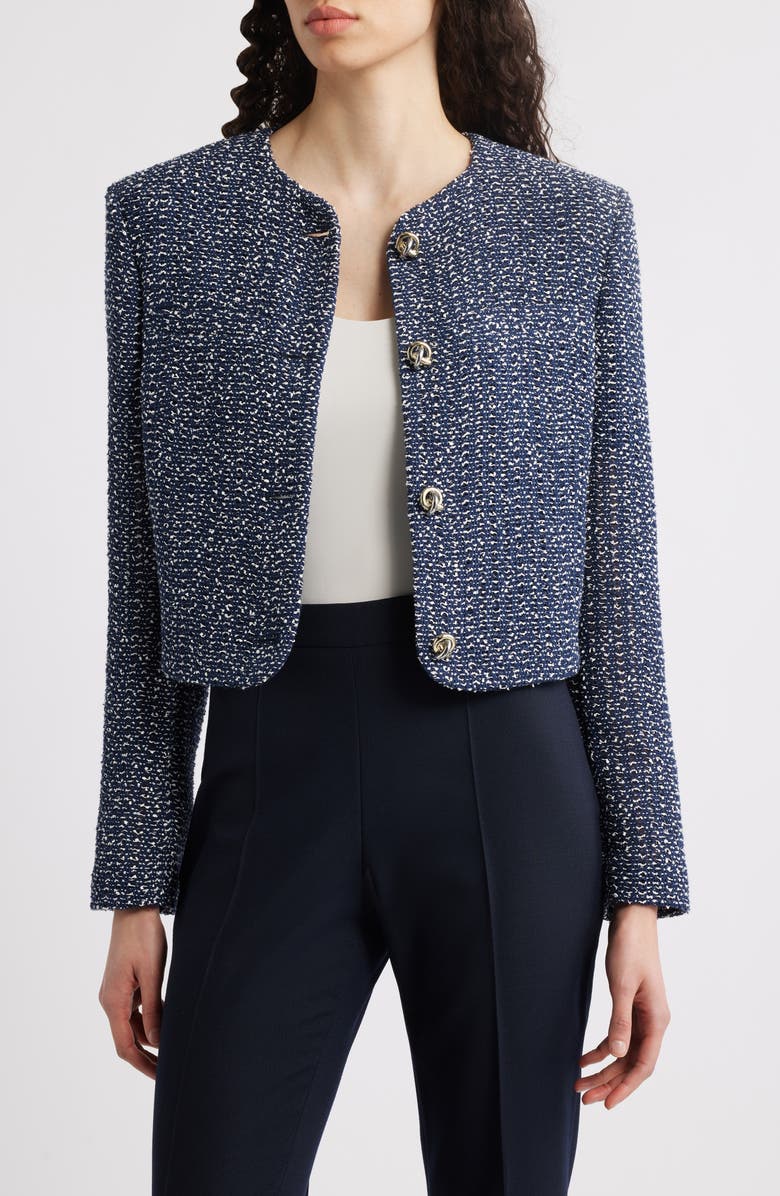 BOSS Jolena Crop Tweed Jacket, Main, color, Open Misc