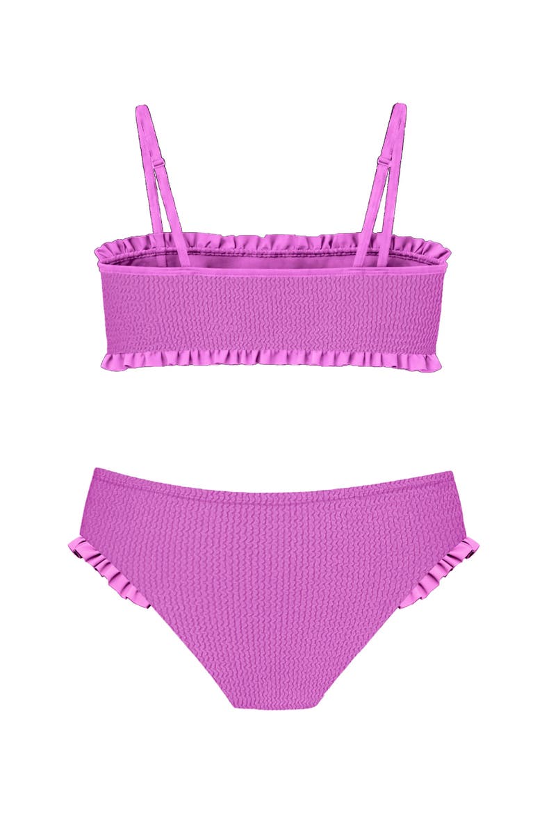 Crinkle Ruffle Bandeau Two Piece Swimsuit, Alternate, color, Orchid