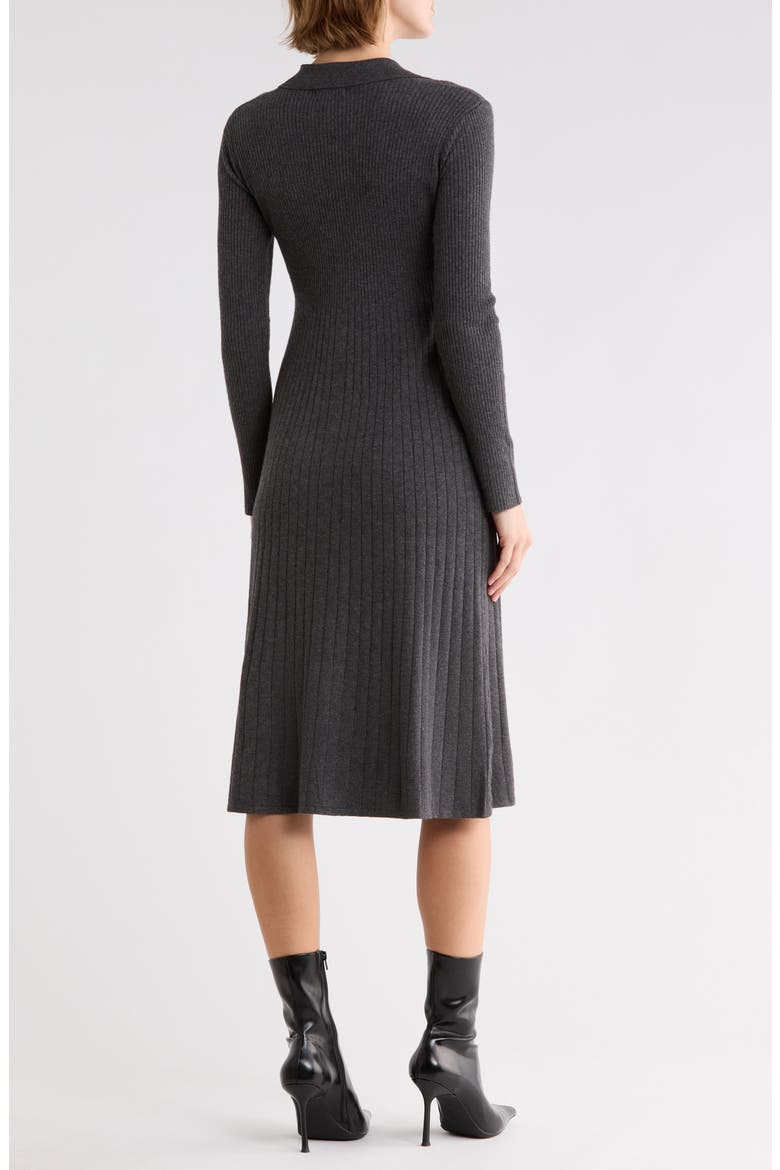 Long Sleeve Ribbed Sweater Dress, Alternate, color, HEATHER CHARCOAL