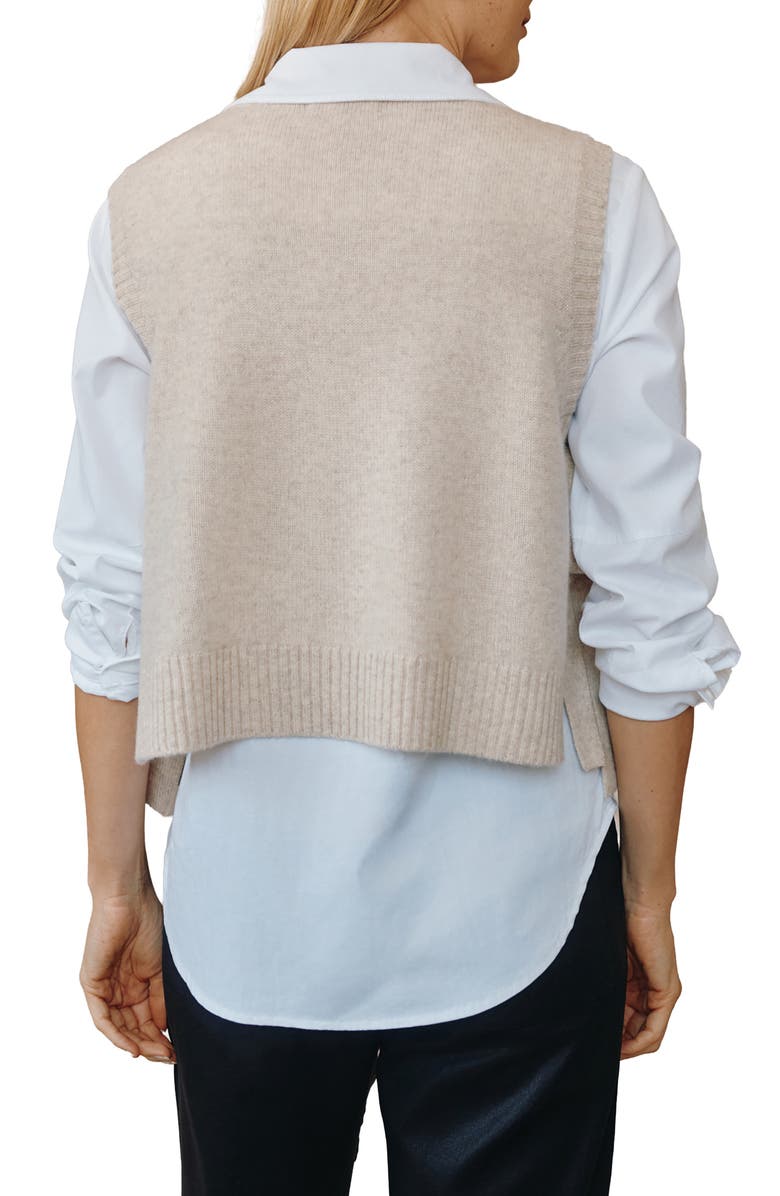 Bella Dahl Side Tie Wool & Cashmere Sweater Vest, Alternate, color, Ivory Oat