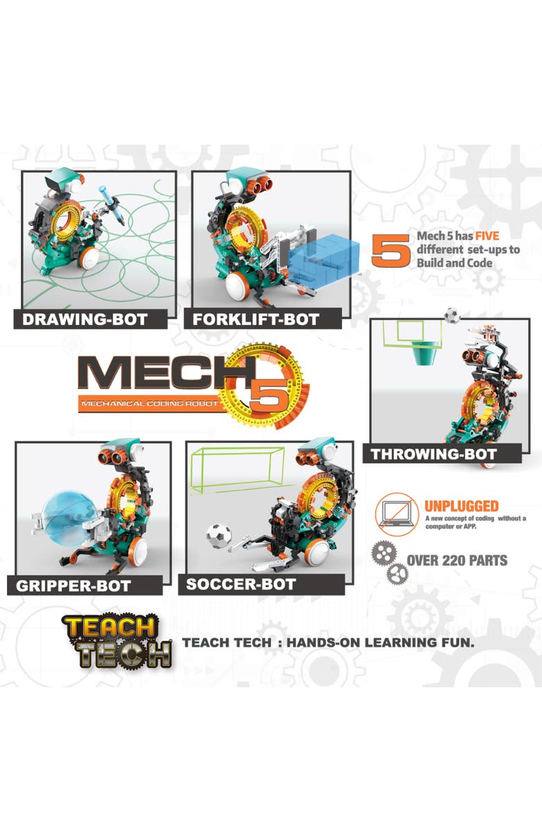 Teach Tech Mech 5 Mechanical Coding Robot, Alternate, color, Multicolored
