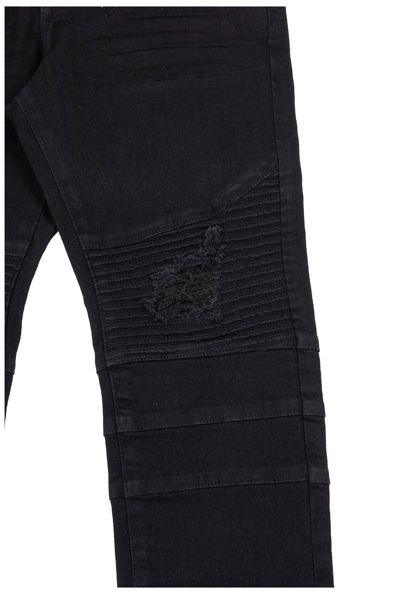 Moto Distressed Fashion Jeans, Alternate, color, JET BLACK