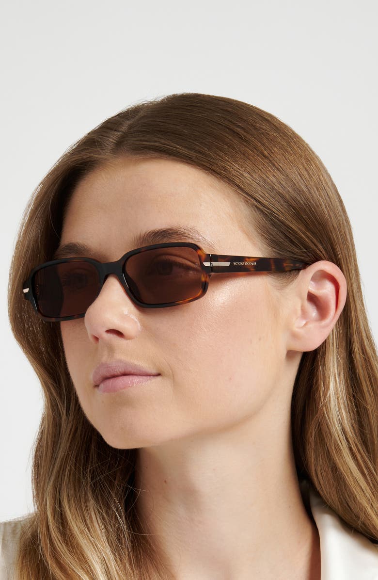 Victoria Beckham 1012 Rectangular Sunglasses, Alternate, color, Brown Havana/ Brown