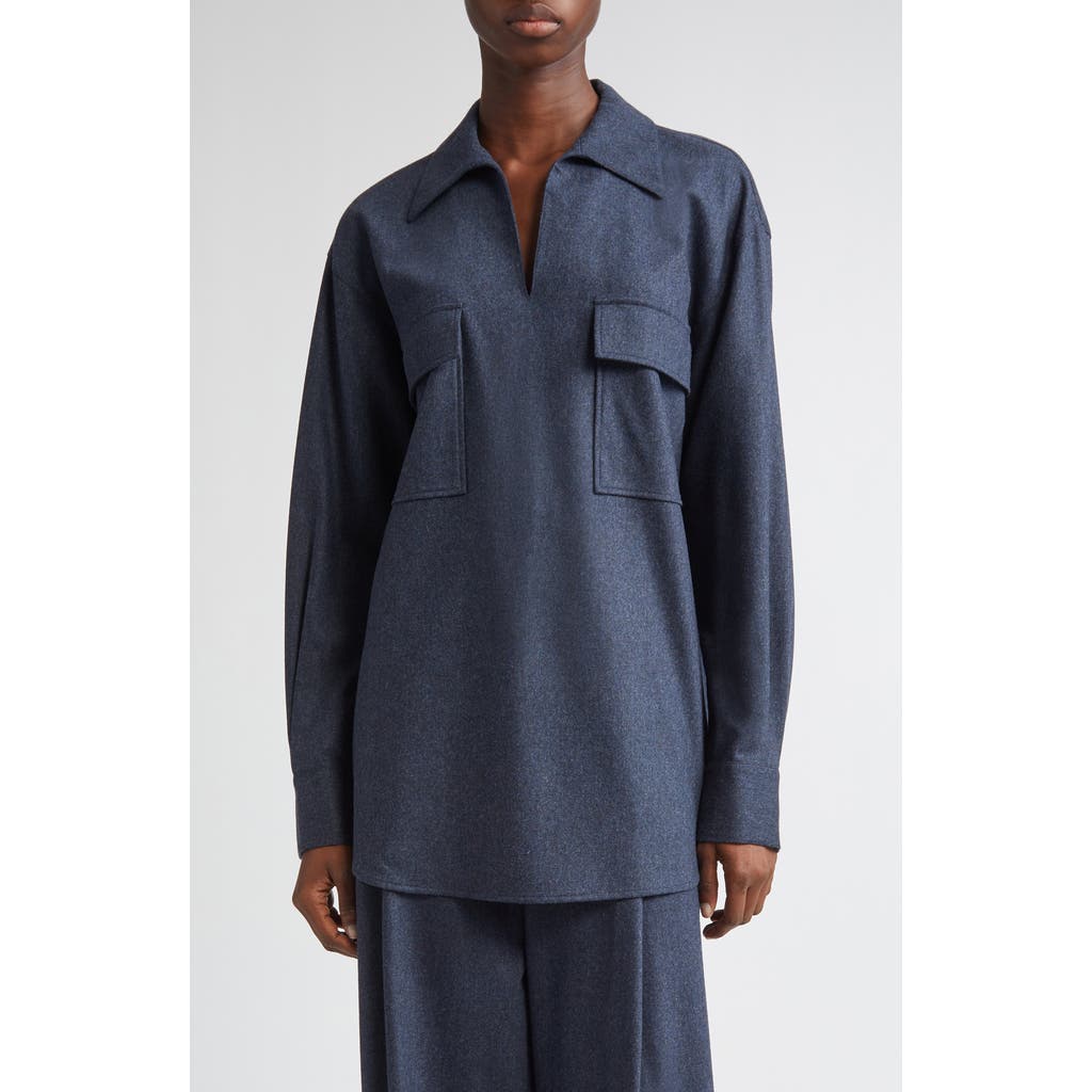 Lafayette 148 New York Patch Pocket Popover Shirt In Gray