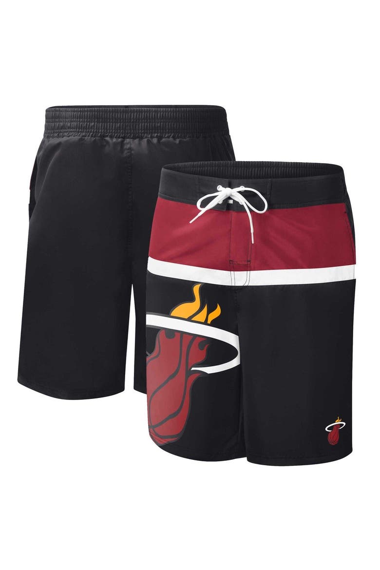 Men's G-III Sports by Carl Banks Black Miami Heat Sea Wind Swim Trunks, Main, color, Black