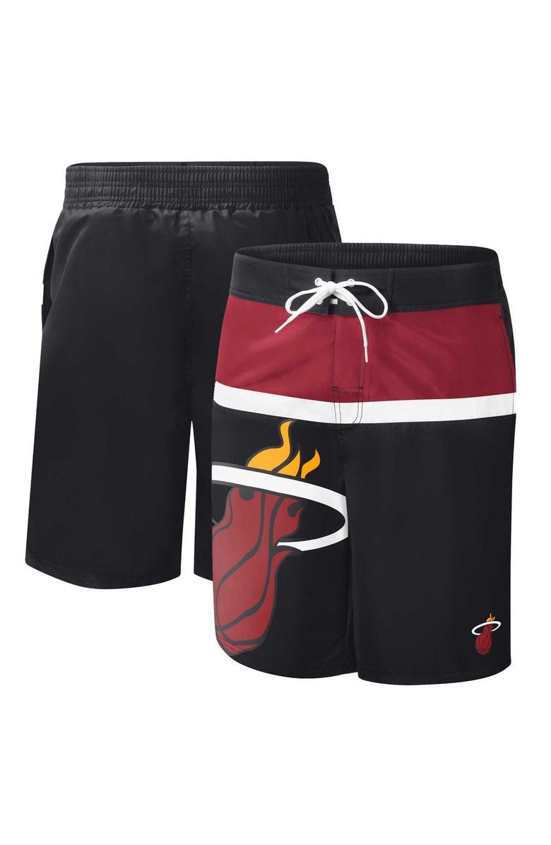 G-III SPORTS BY CARL BANKS Men's G-III Sports by Carl Banks Black Miami Heat Sea Wind Swim Trunks, Main, color, Black