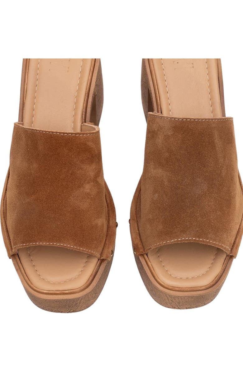 Forever & Always Shoes Pull Leather Platform Mules, Alternate, color, Cognac Brown Suede Leather