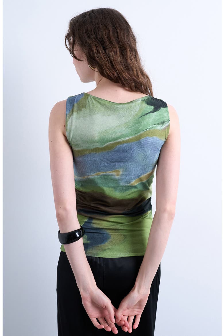 Abstract Print Ruched Tank, Alternate, color, MEDIUM GREEN