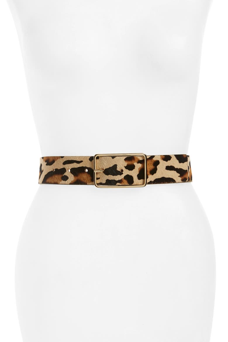 Milla Genuine Calf Hair Belt, Main, color, LEOPARD/ GOLD