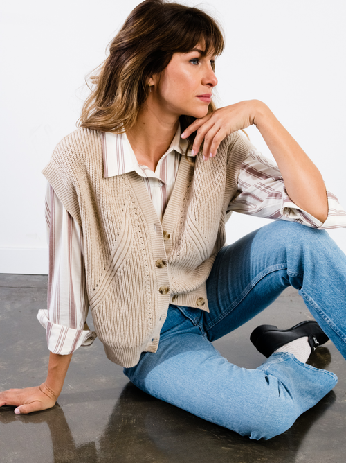Able Jess Sweater Vest In Oatmeal