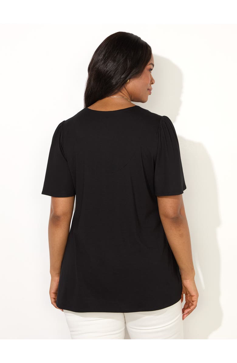 Live Unlimited Jersey Flutter Sleeve V-Neck T-Shirt, Alternate, color, Black