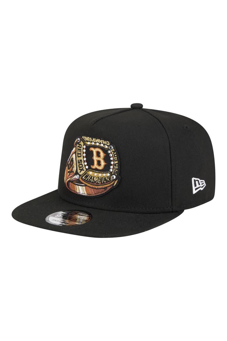 Men's New Era  Black Boston Red Sox Ring A-Frame 9FIFTY Snapback Hat, Alternate, color, Black