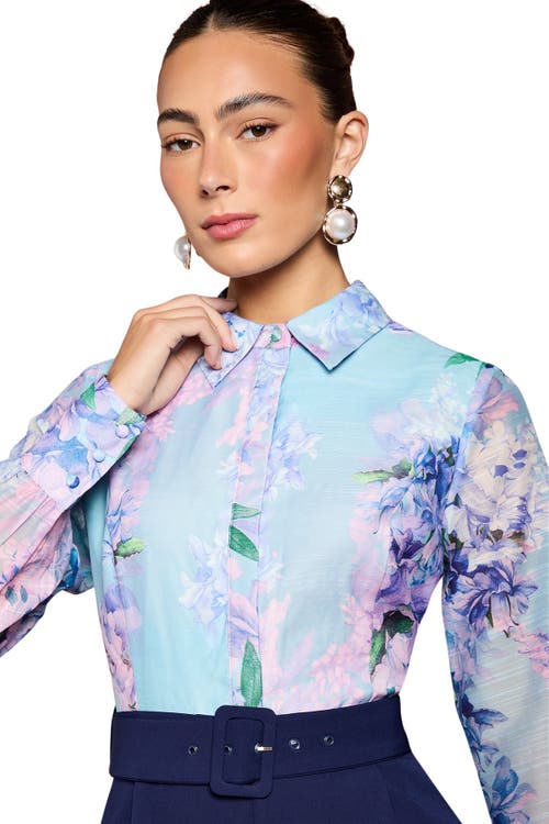 Coast Collared Wide Leg Belted Jumpsuit In Blue