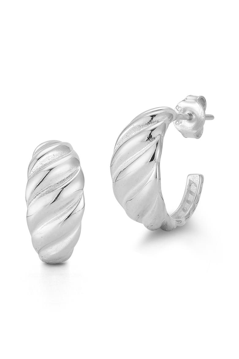 Textured Hoop Earrings, Main, color, SILVER