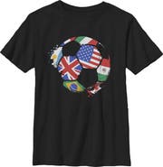Lost Gods Boy's Lost Gods Country Flags Soccer Union  Graphic T-Shirt
