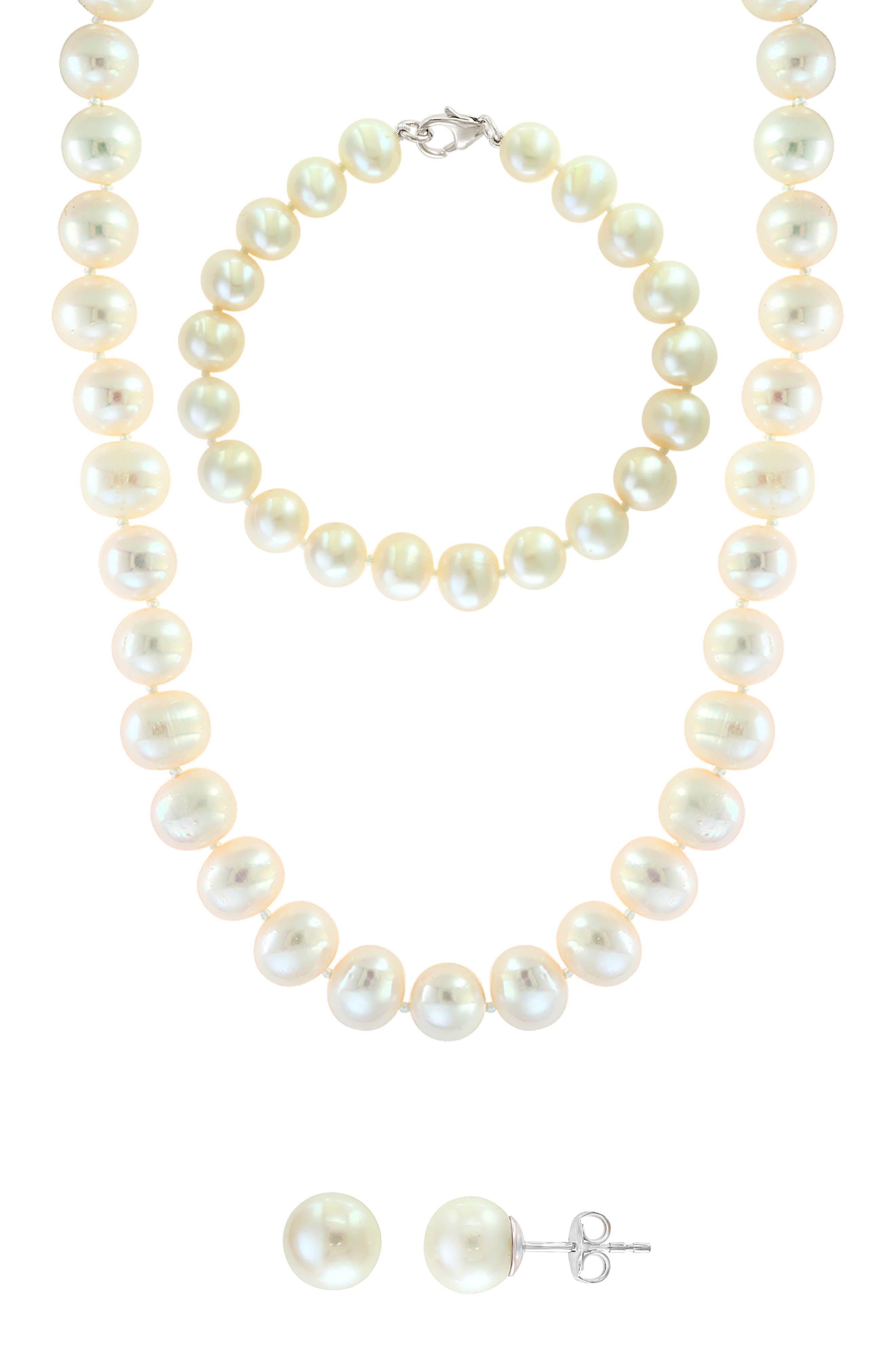 EFFY Three-Piece Freshwater Pearl Necklace, Bracelet and Earrings Set
