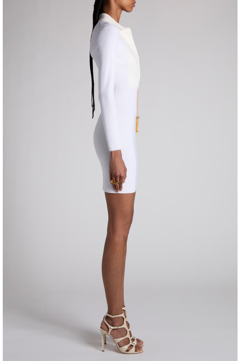 Fine Rib Merino Wool Blend Long Sleeve Minidress, Alternate, color, ECRU