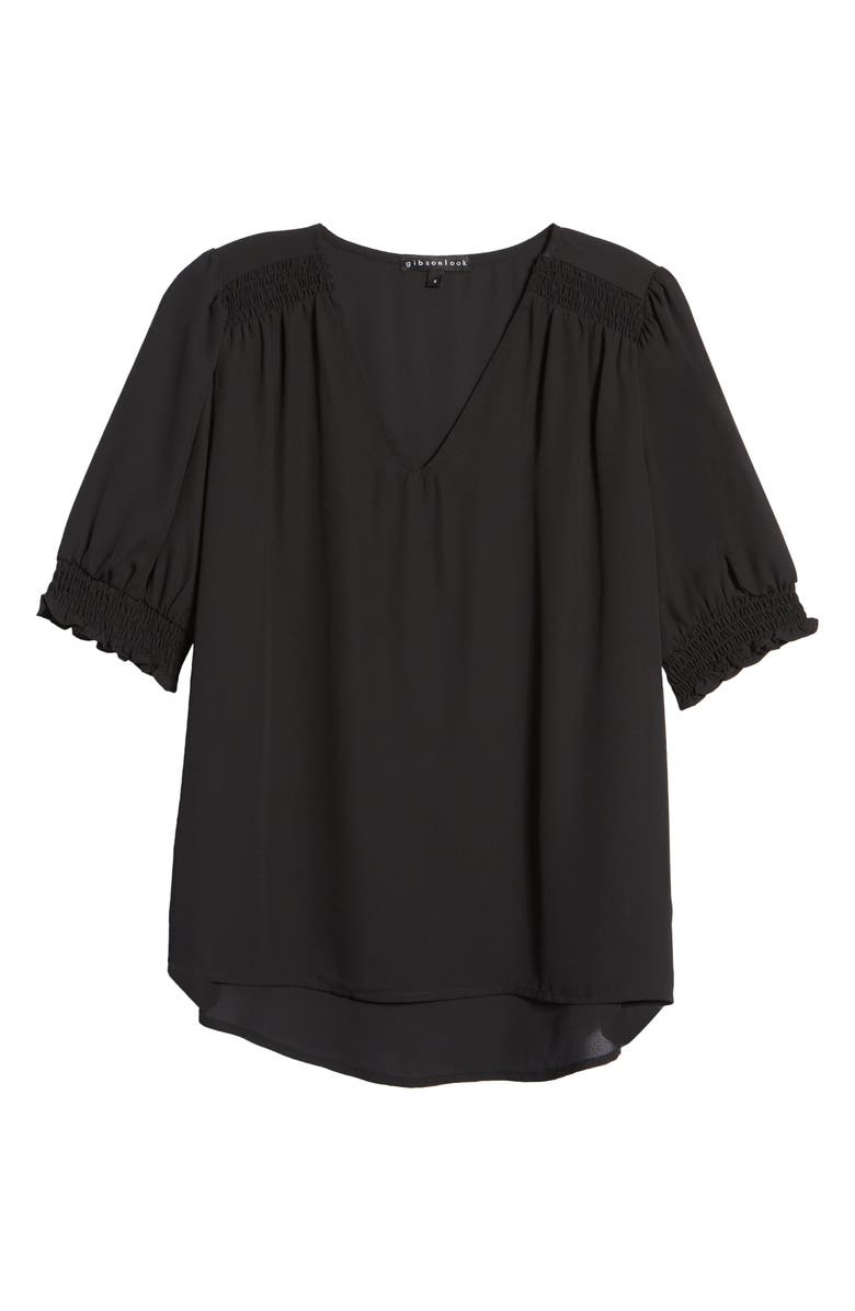 GIBSONLOOK Smocked V-Neck Blouse, Alternate, color, 