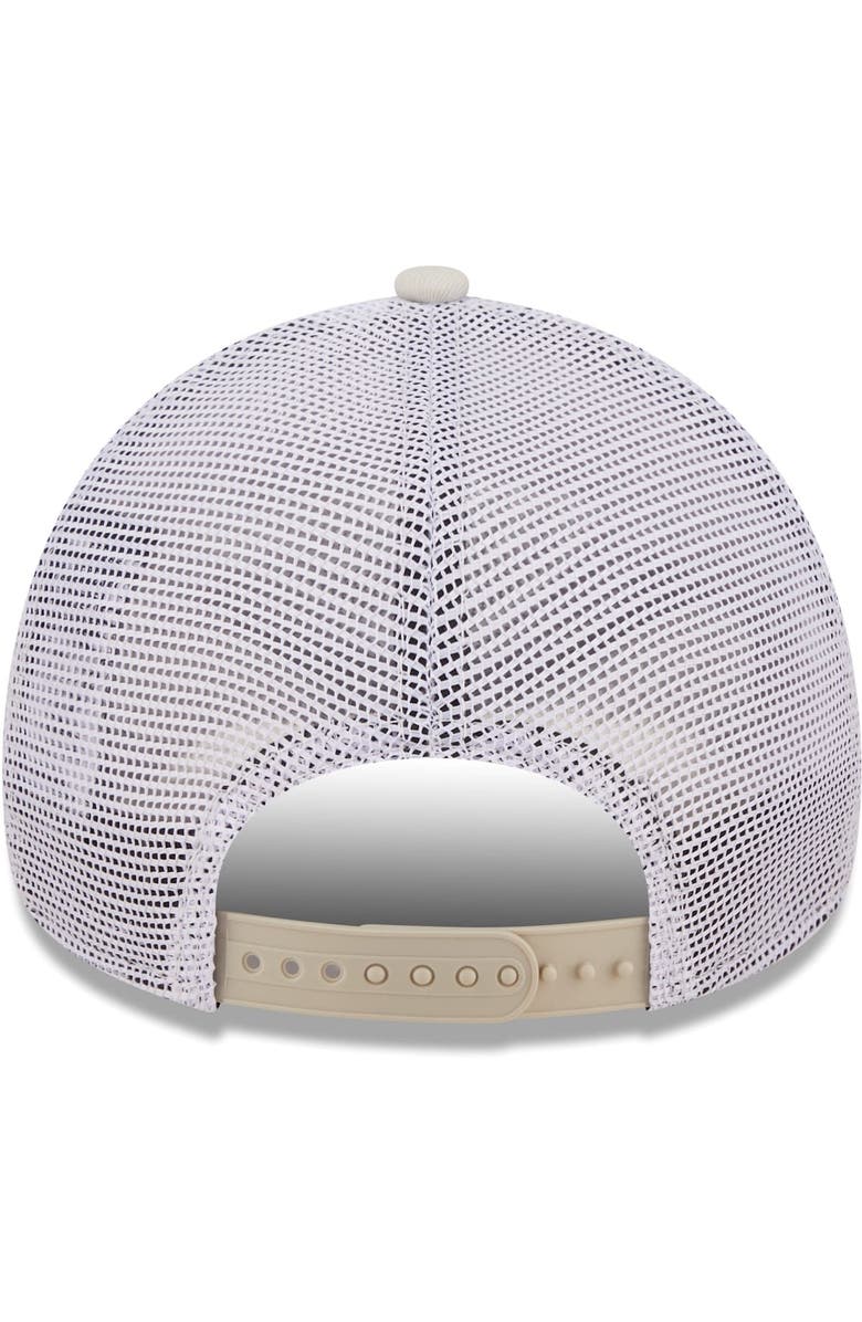 New Era Men's New Era Khaki/White Seattle Seahawks Happy Camper A-Frame Trucker 9FORTY Snapback Hat, Alternate, color, 