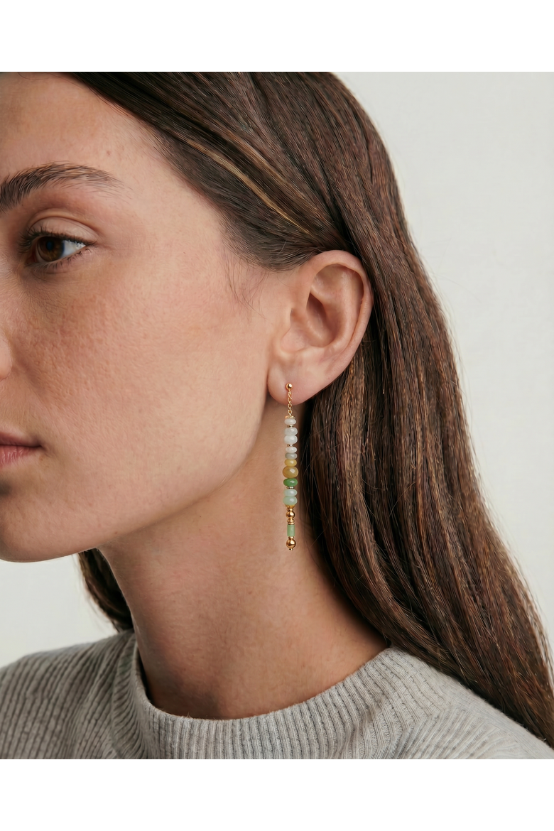 Mosaic Birdie Tricolor Jade Drop Earrings, Alternate, color, Gold