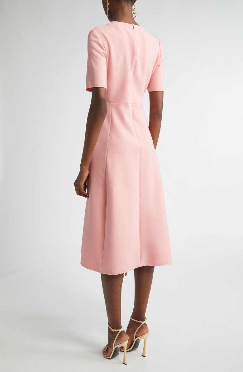 Oscar de la Renta Bellflower Guipure Lace & Stretch Virgin Wool Blend Midi Dress, Alternate, color, 