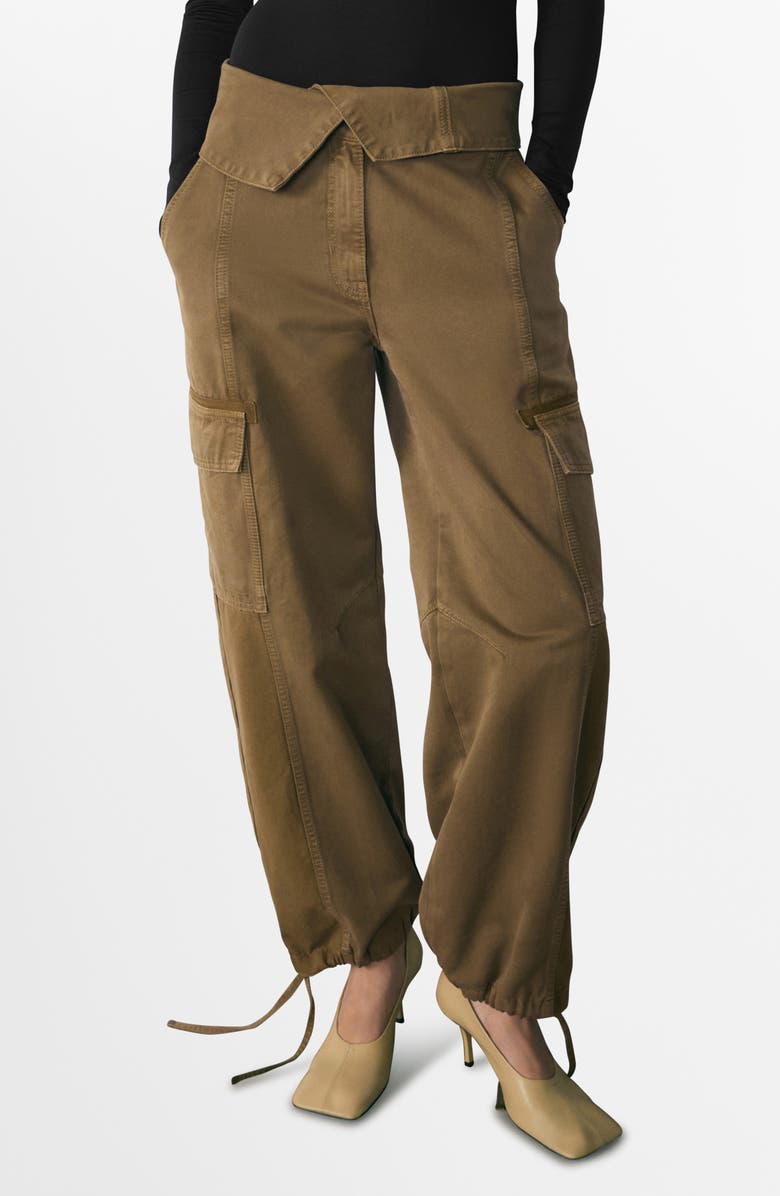 MANGO Turn-Up Waist Wide Leg Cargo Jeans, Main, color,