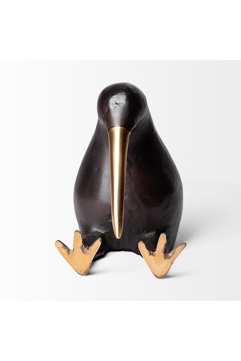 Kiwi Cast Aluminum Bird Sculpture, Alternate, color, Black