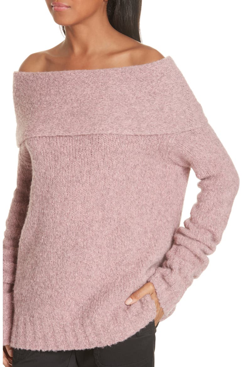Off-the-Shoulder Alpaca Blend Sweater, Alternate, color, SOFT PINK
