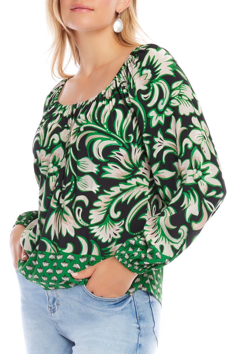 Karen Kane Floral Border Print Woven Top, Alternate, color, 