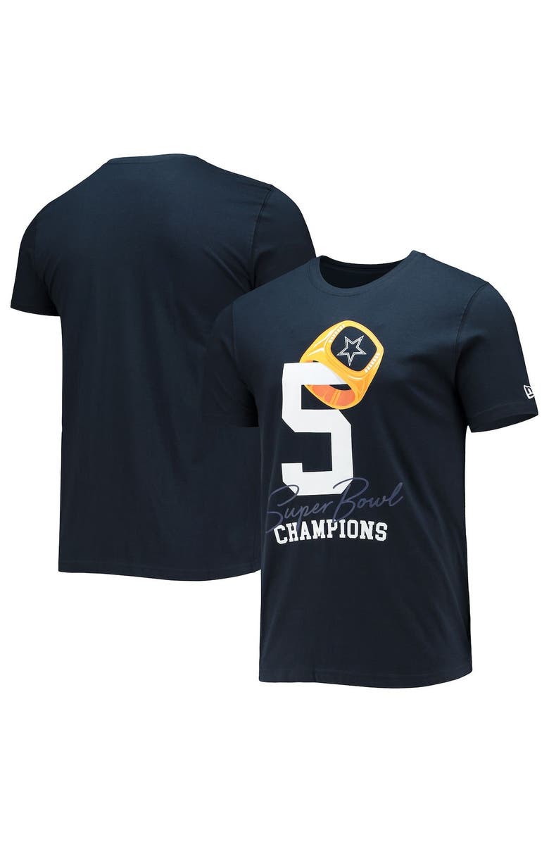 New Era Men's New Era Navy Dallas Cowboys 5X Super Bowl Champions Local Count the Rings T-Shirt, Main, color, 