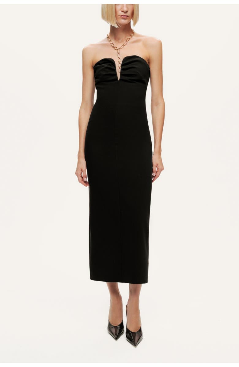 Nocturne Strapless Sweetheart Midi Pencil Dress, Main, color, Black
