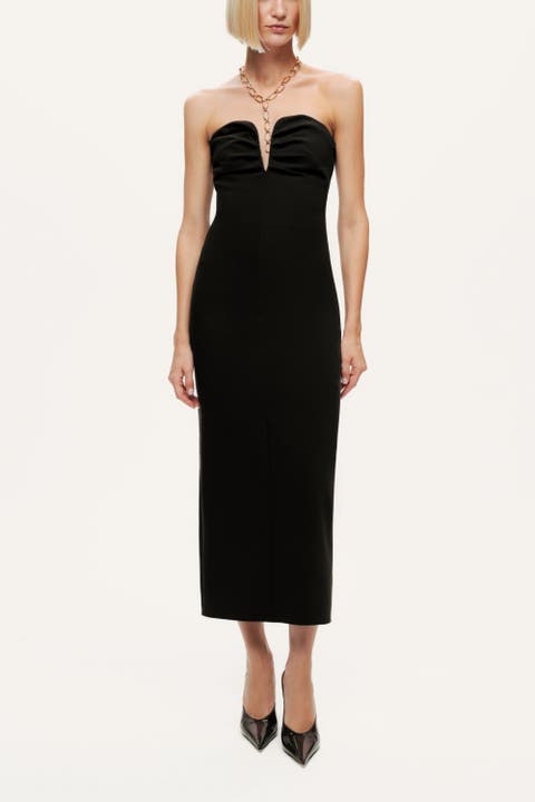 Strapless Sweetheart Midi Pencil Dress