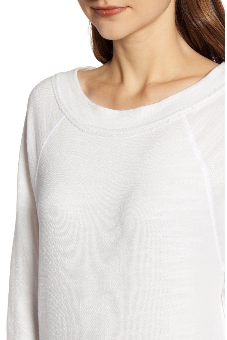 Dolman Sleeve Cotton Blend Pullover, Alternate, color, WHITE