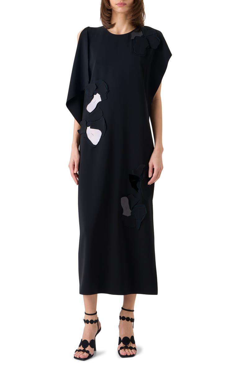 Akris punto Papercut Flower Laser Cut Crepe Dress, Main, color, Black